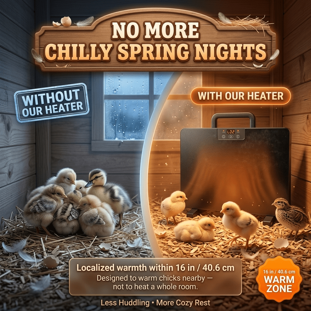 Brooder Heater, Chick Duck Quail 3 Heat Levels Timer Digital Display for Garden, Patio and Yard Use