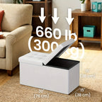 Storage Ottoman with Flip Top Lid, Foldable Faux Leather Chest Stool, 30" Wide Extra Seating & Blanket Storage for Entryway