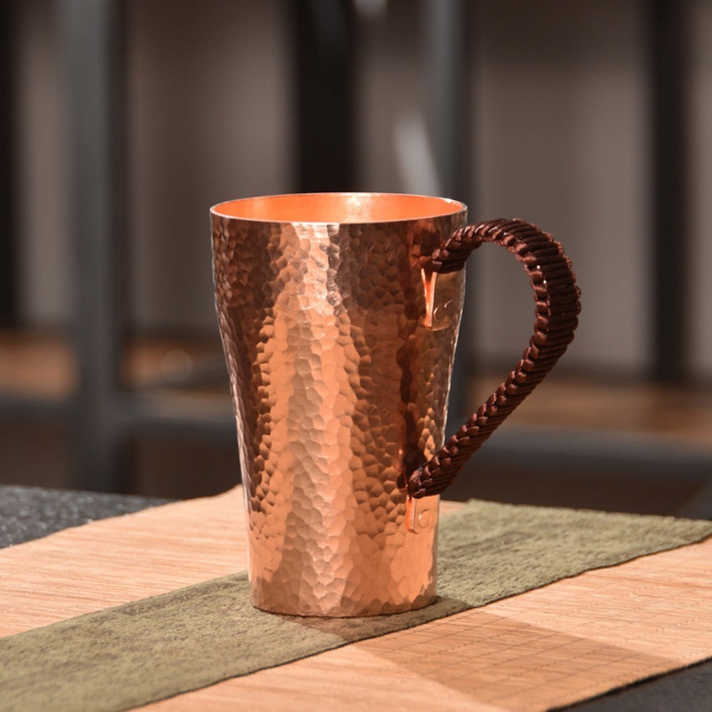 Handcrafted Copper Mug with Hammer Pattern – Pure Copper Coffee Mug, Tea Cup & Water Vessel – Artisan Copper Drinking Cup for Moscow Mule
