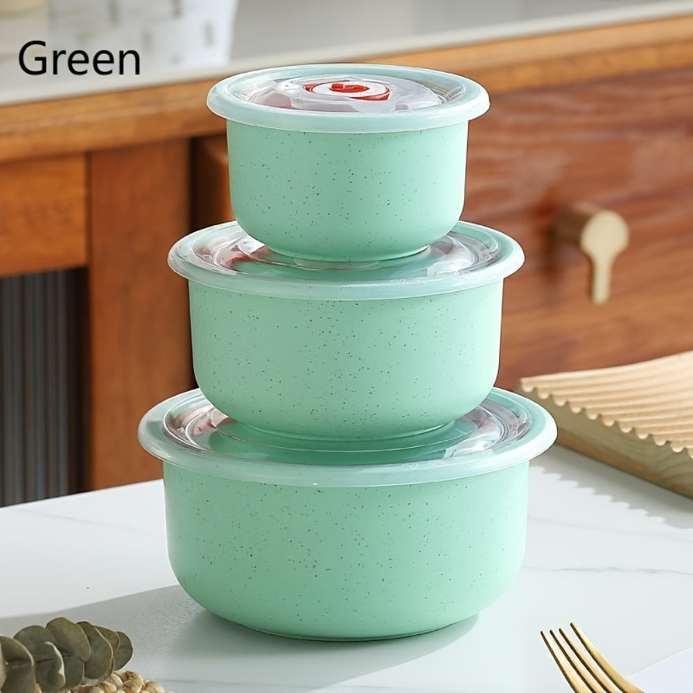 Food Storage Containers Three- or Four-Piece Stackable Refrigerator Box Set in Four Color Options