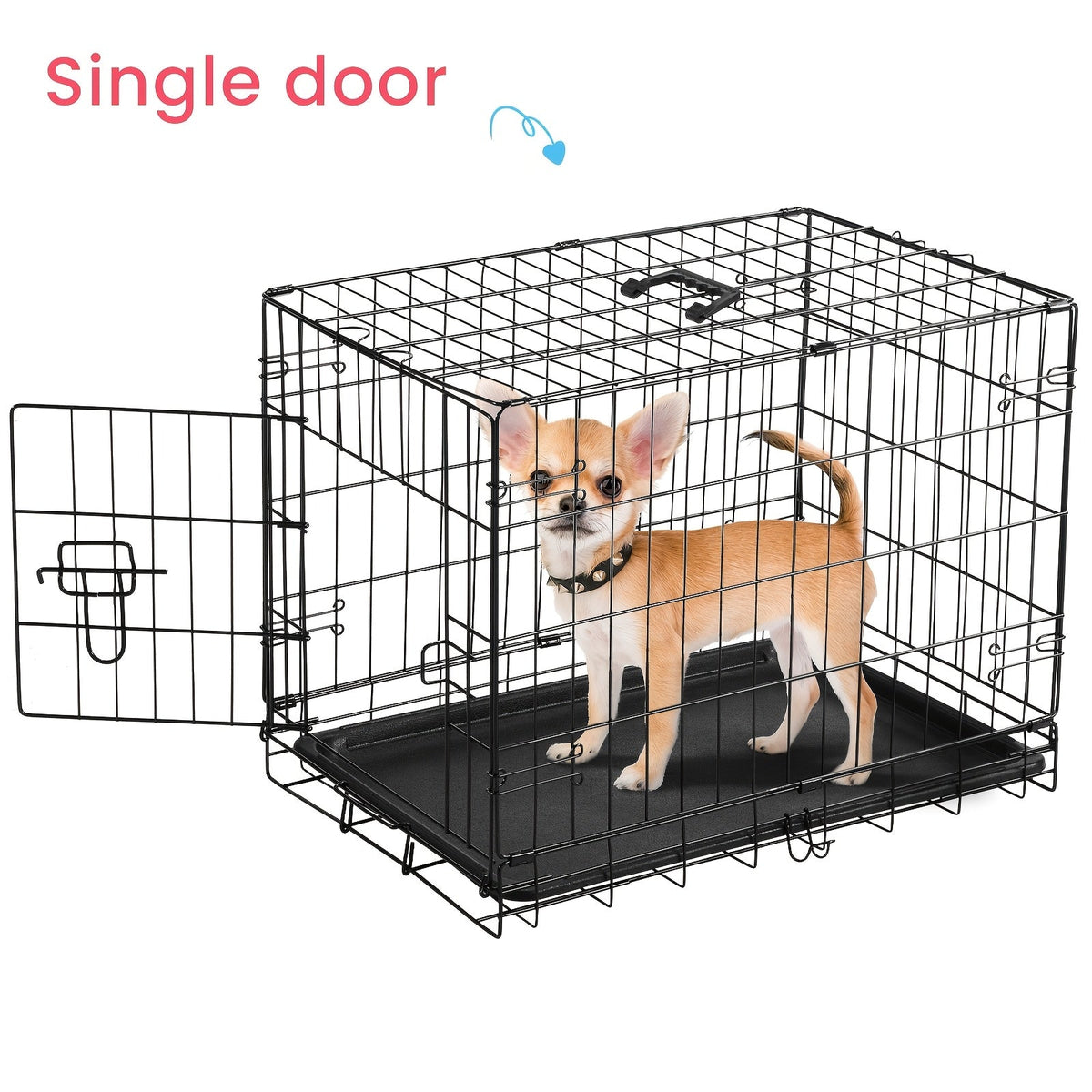 Dog Crate with Divider Panel & Double Door – Folding Metal Wire Dog Cage with Leak-Proof Tray, Indoor Outdoor Travel Pet Kennel