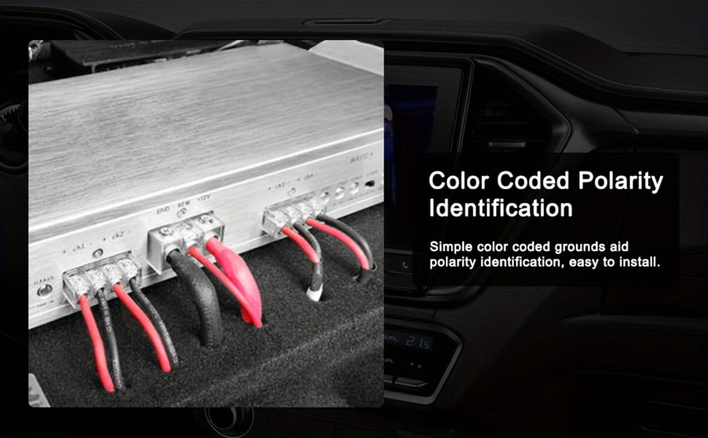 8 Gauge Car Audio Wire 50ft CCA – 25ft Red Power + 25ft Black Ground Cable, Flexible PVC Jacket, Anti-Oxidation