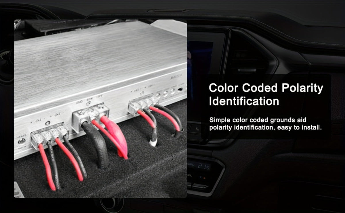 8 Gauge Car Audio Wire 50ft CCA – 25ft Red Power + 25ft Black Ground Cable, Flexible PVC Jacket, Anti-Oxidation