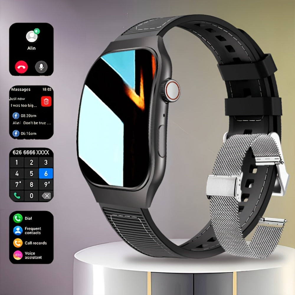 Smartwatch 1.96 Inch Curved HD Display with Bluetooth 5.2 Calling and Fitness Readouts in Three Colors