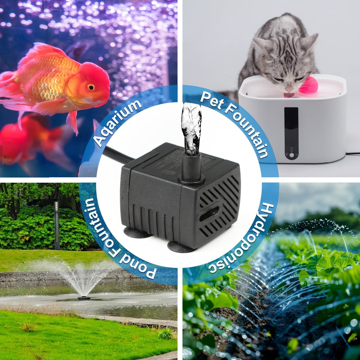 Cat Water Fountain Replacement Pump for Garden, Patio and Yard Use, with the Listed Configuration