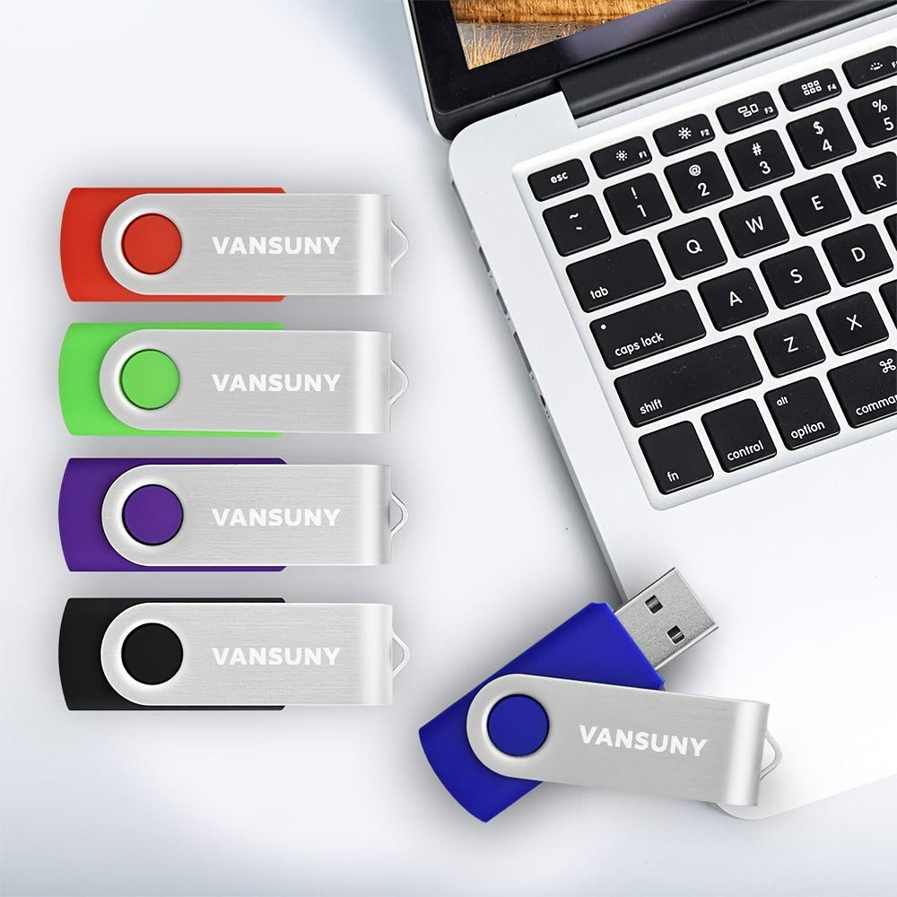 USB Flash Drive KOOTION Five-Pack USB 2.0 Swivel Memory Sticks in Five Colors with 4GB to 64GB Options