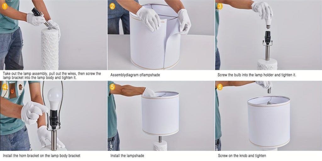 Table Lamp with Ceramic Textured Base, Drum Shade, 9W LED Bulb, Five Colors and Three Color Temperatures