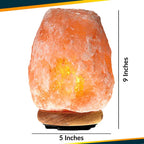 Himalayan Salt Lamp with Dimmer Touch Control, 5-Natural Pink Crystal, Wooden Neem Base, Ambient Amber Glow
