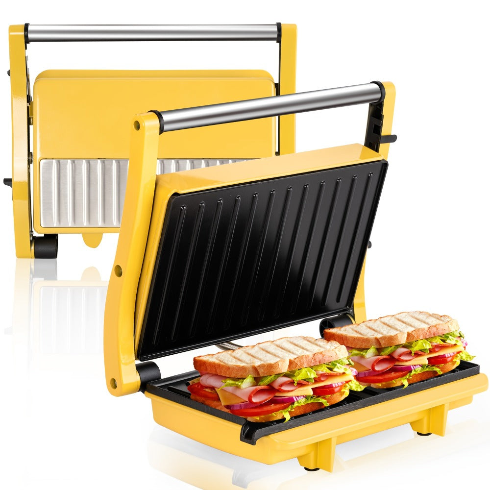 Panini Press Grill 3-in-1 Electric Indoor Grill with Non-Stick Plates - 180° Flat Grill for Entryways, Bedrooms and Living Spaces