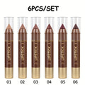 Non-Smearing Contour Lip Liner Set 6 Pcs, Smooth Paste Matte Formula Precise Definition, for Makeup, Travel and Everyday Vanity Use