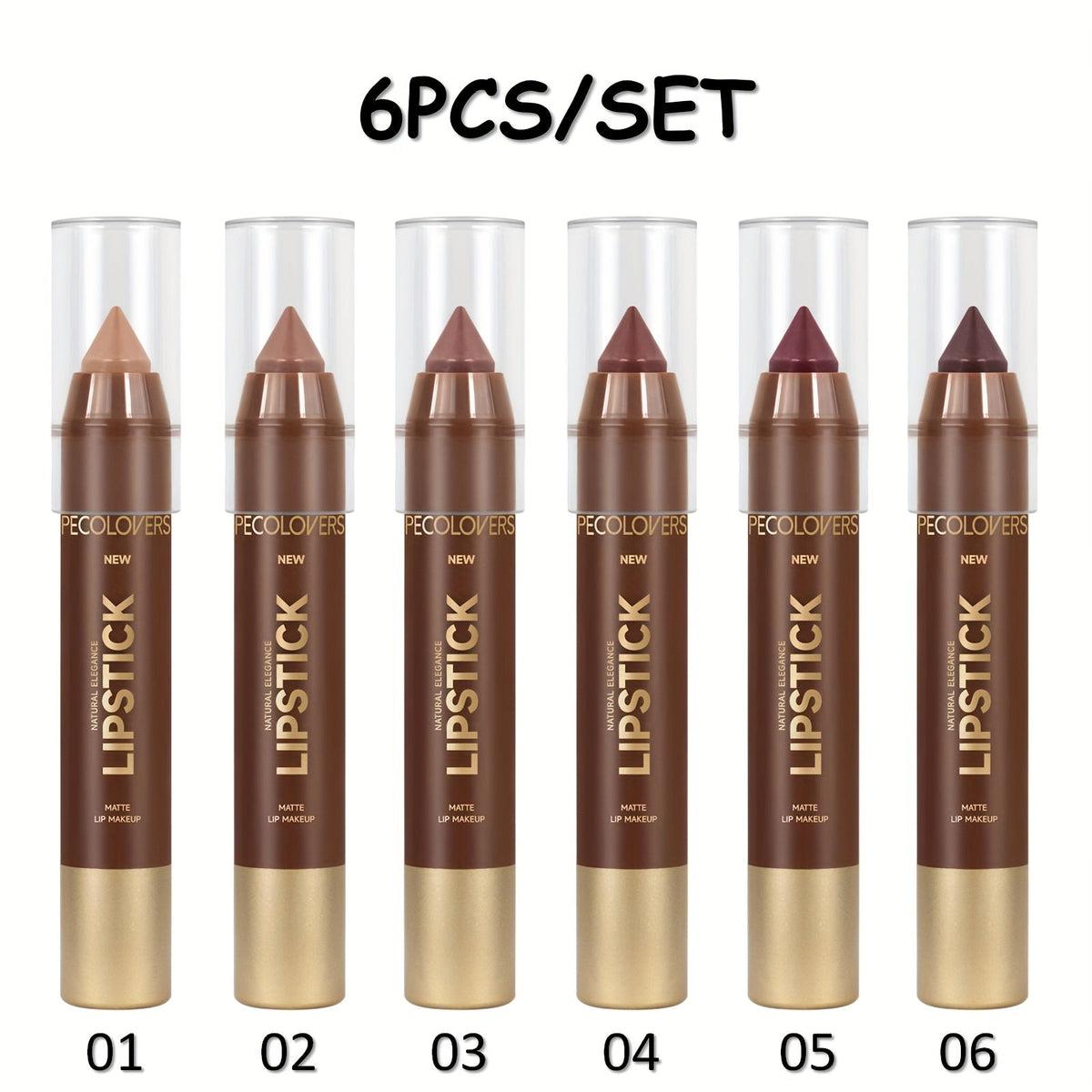 Non-Smearing Contour Lip Liner Set 6 Pcs, Smooth Paste Matte Formula Precise Definition, for Makeup, Travel and Everyday Vanity Use