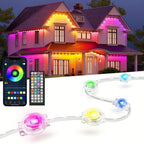 RGB Eave String Light Kit from 50ft to 400ft with Plug-In Adapter, App and Handheld Remote