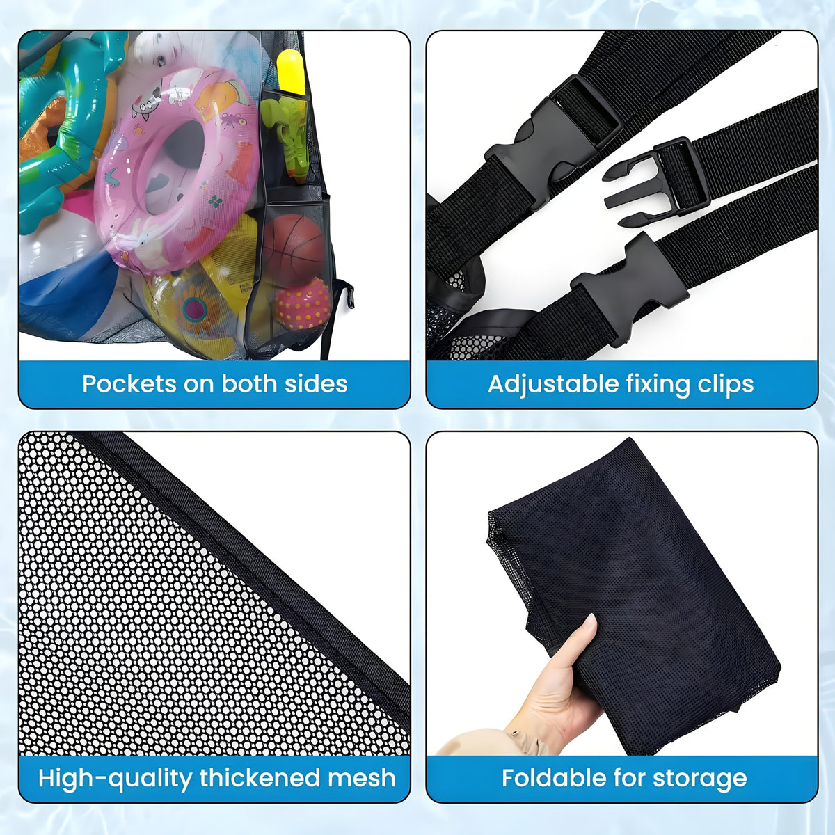 Pool Float Storage Bag – 60 Inch Large Mesh Drawstring Bag for Inflatable Pool Toys & Swimming Accessories