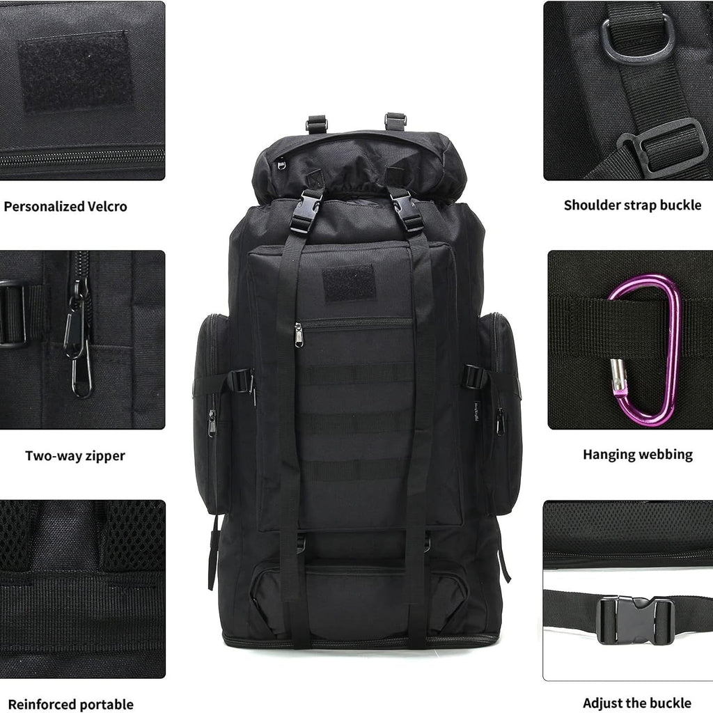 Large Capacity Expandable Outdoor Backpack 26-42 Gal – Soft Shell Geometric Pattern Hiking Rucksack for Camping