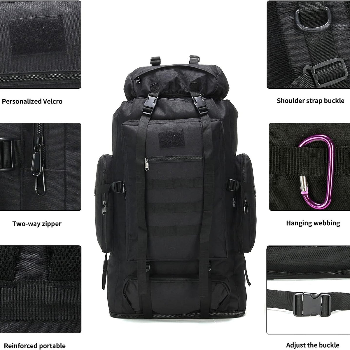 Large Capacity Expandable Outdoor Backpack 26-42 Gal – Soft Shell Geometric Pattern Hiking Rucksack for Camping