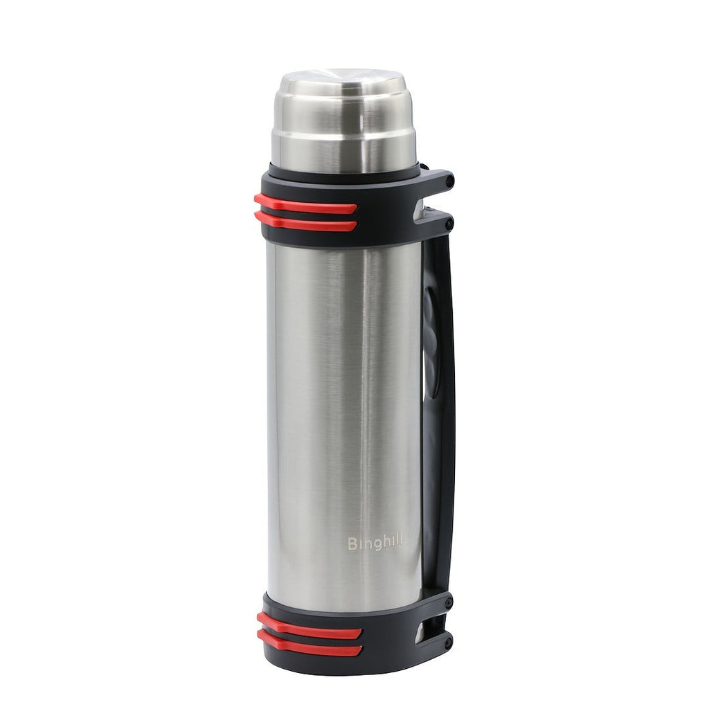 2000ml Stainless Steel Water Bottle Flask with Cup-Style Cap, Rigid Side Handle and Shoulder Strap