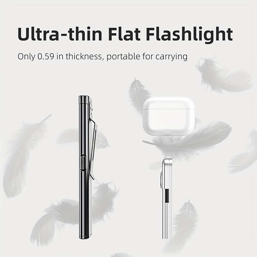 Flashlight Ultra-Thin Pocket 2-Pack Set with Six Lighting Modes, Main Beam and COB Side Panel