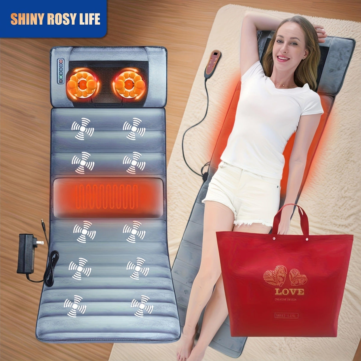 EMS Leg Massager Full Body Massage Pad 10-Zone Wave Vibration Kneading Pillow with Foot Calf Massager Hot Compress & Storage Bag