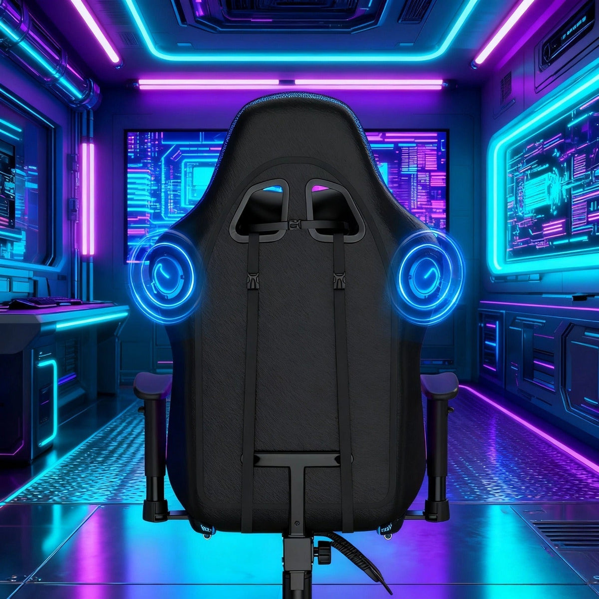 Gaming Chair with 7-Point Vibration Massage, Bluetooth Speakers, RGB Lighting, Footrest and 400lb Rating