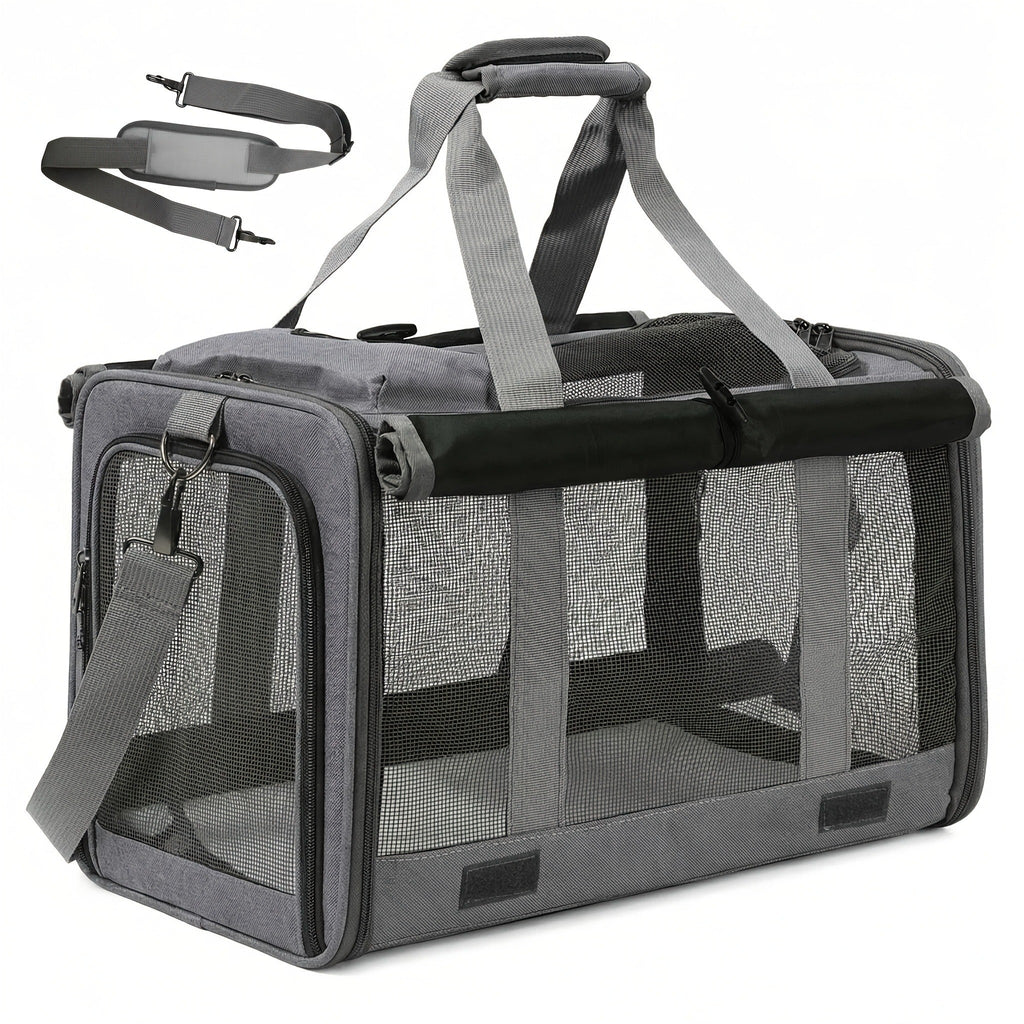 Soft-Sided Mesh-Panel Pet Carrier with Privacy Cover and Nine Color or Accessory Bundle Options