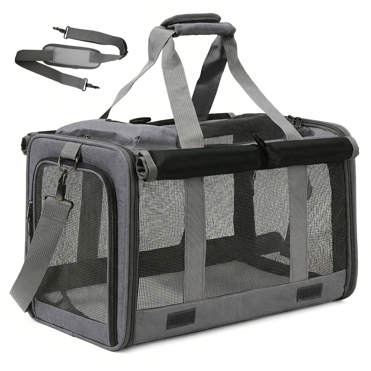 Soft-Sided Mesh-Panel Pet Carrier with Privacy Cover and Nine Color or Accessory Bundle Options