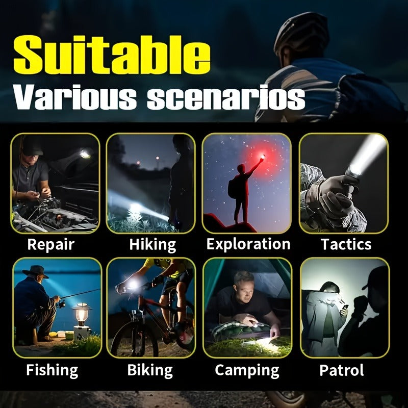 Flashlight 4500-Lumen Fresnel Lens Rechargeable Hand Torch with Six Modes in Two Model Options