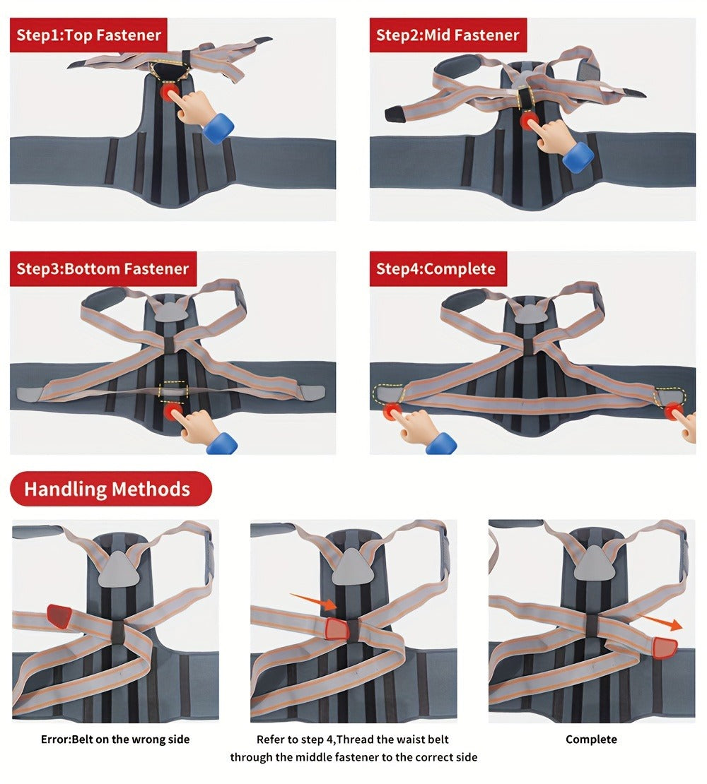 Full-Back Posture Brace with Dual Elastic Straps, Support Panels and S–XXL Size Options for Daily Wear