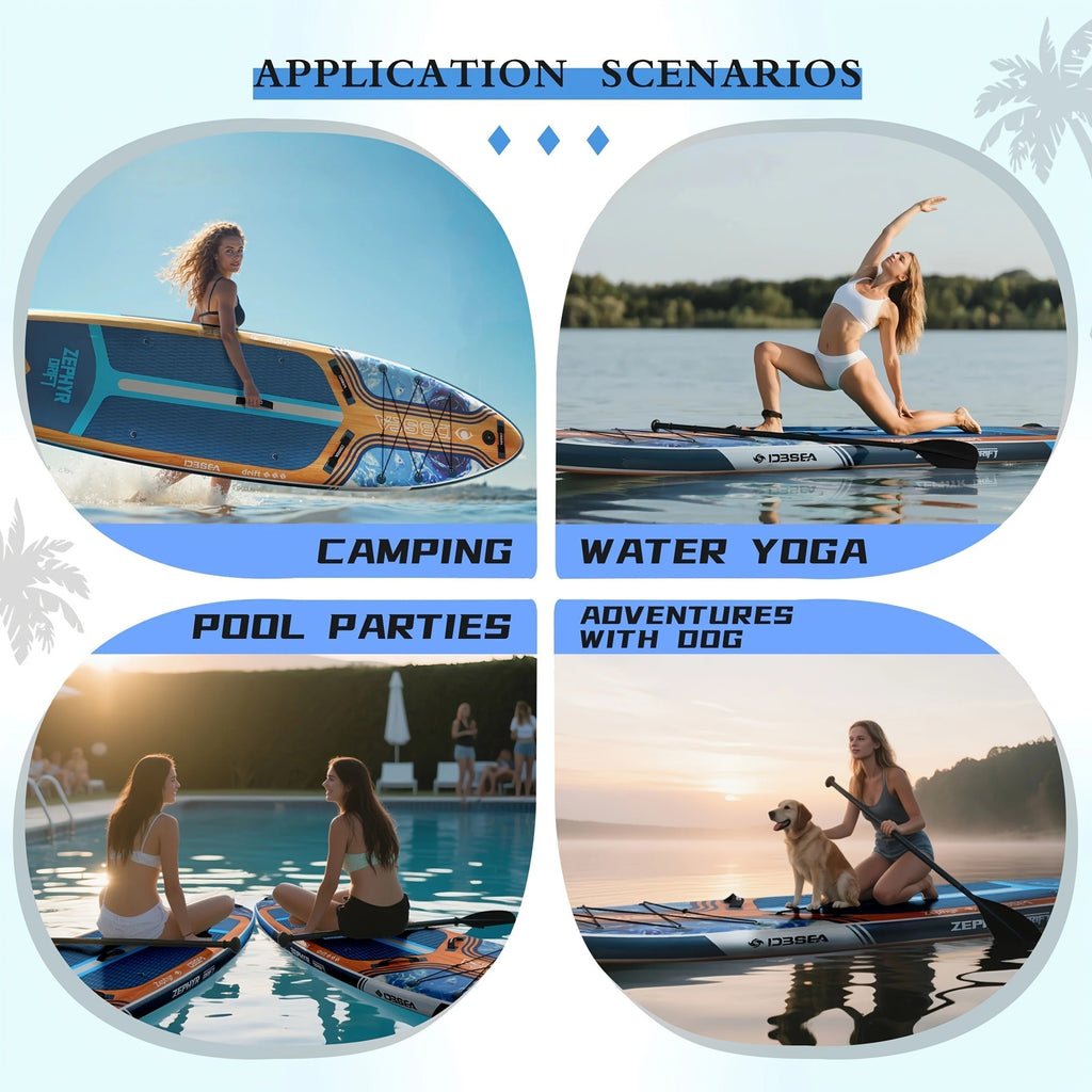 Wide Inflatable SUP Board 11ft x 32'' Extra Wide Stand Up Paddle Board for Youth Adults with Backpack Dry Bag Paddle Leash Hand Pump Fins