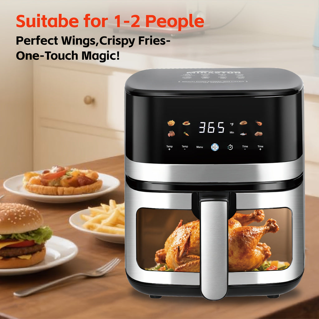 5.8Qt Air Fryer with Touchscreen Control Panel, Viewing Window, Eight Presets and 20 Paper Liners