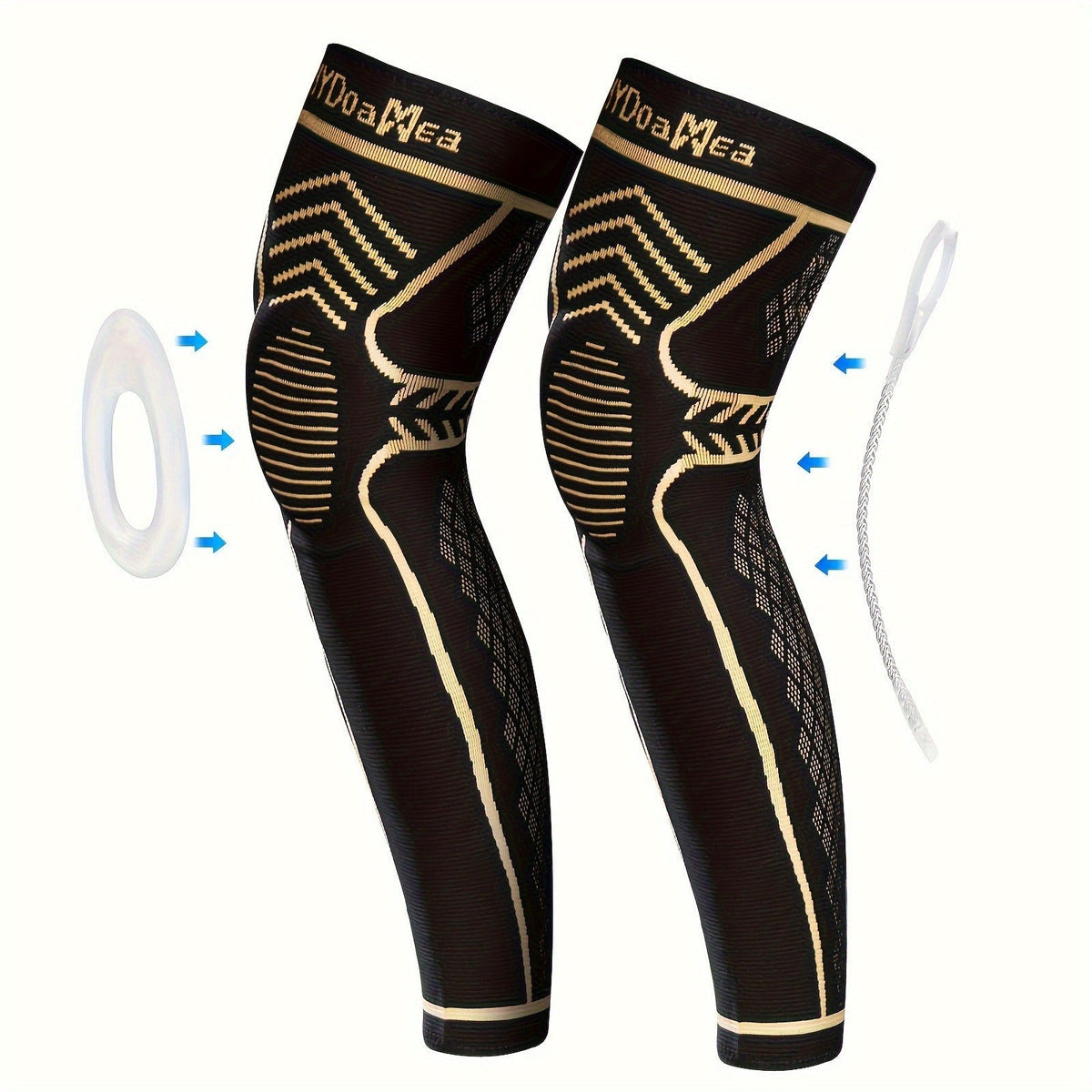 Copper Full Leg Knee Brace Compression Sleeve with Patella Gel Pad & Metal Side Stabilizers – 60% Copper Ions Infused Knee Support for Men