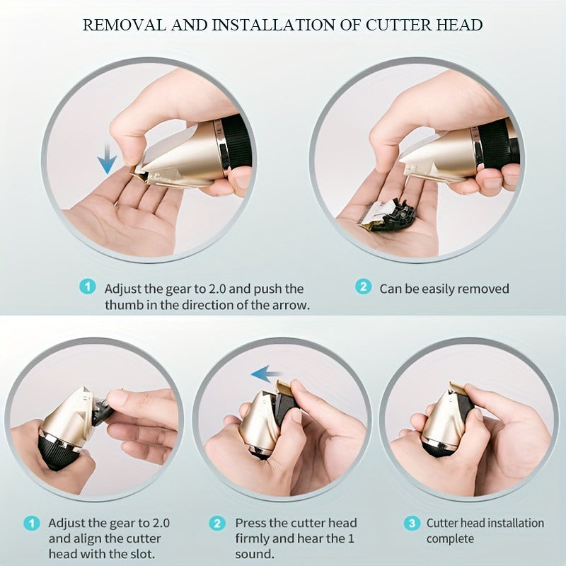 Pet Hair Clipper Kit, Furry 12-in-1 USB-Rechargeable Trimmer with Adjustable Blade and Five Guide Combs