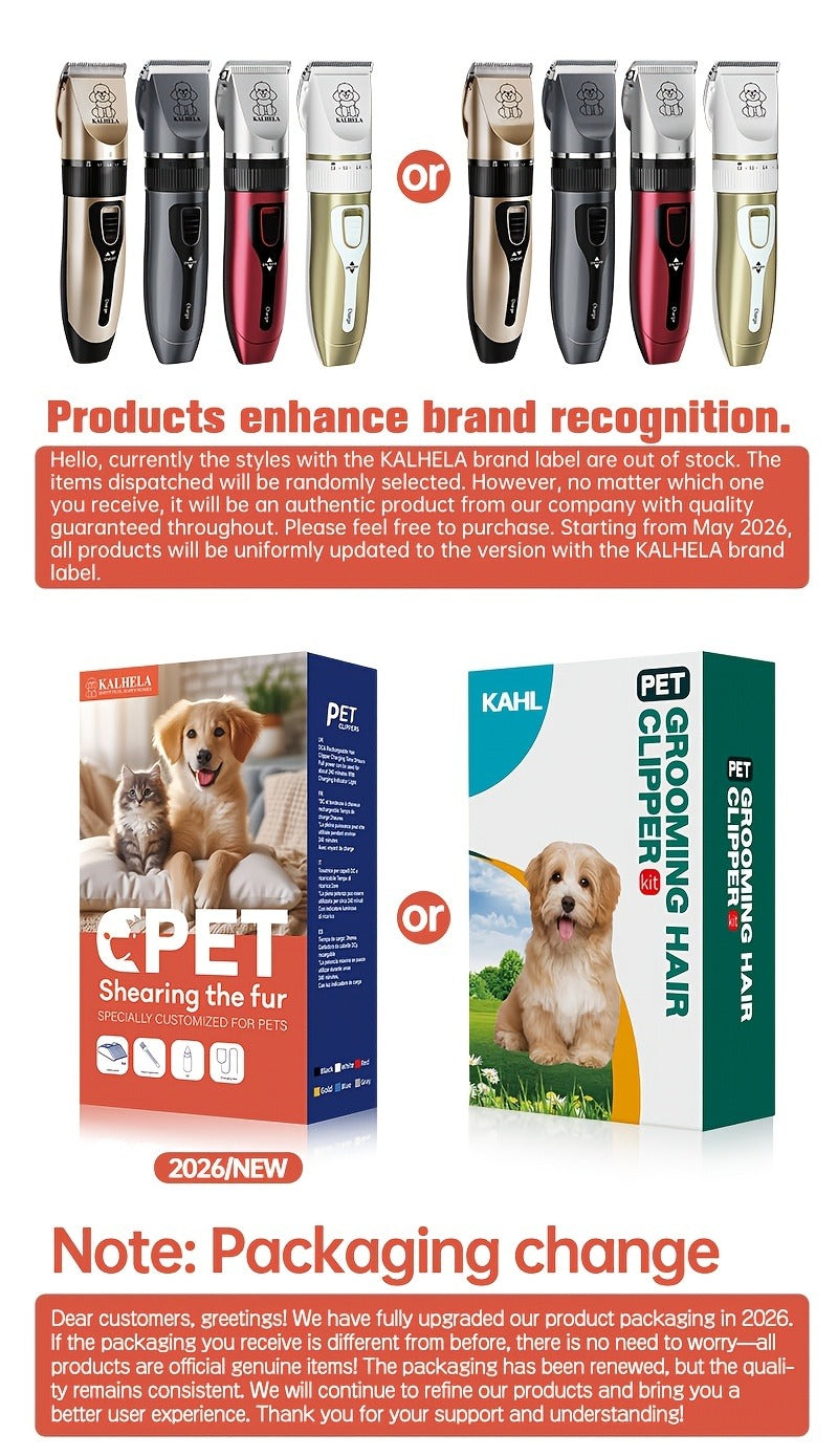 Pet Hair Trimmer USB Rechargeable Wireless Clipper for Dogs & Cats – Low Noise Electric Grooming Scissors, Lithium Battery