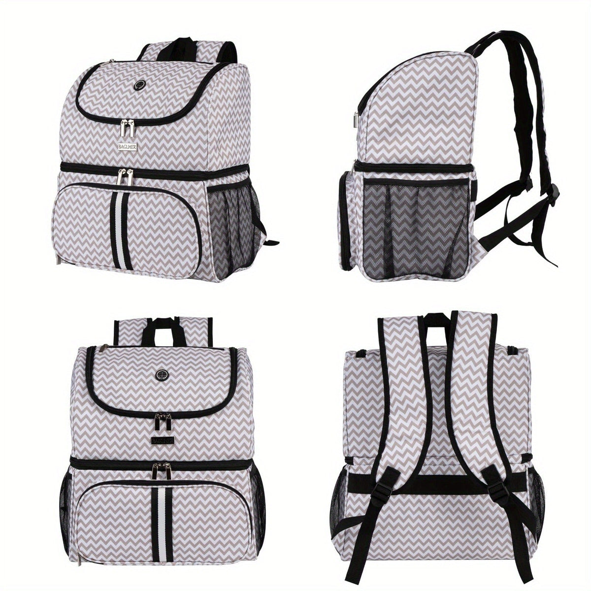 Pet Travel Backpack Double Layer Dog Cat Supplies Bag with 2 Collapsible Bowls 2 Food Baskets Portable Organizer for Outdoor Hiking Camping
