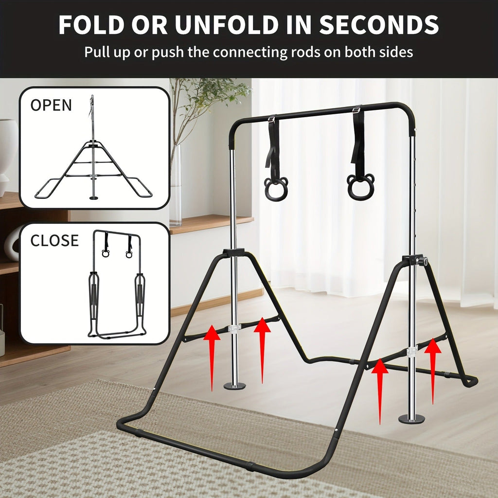 Adjustable Gymnastics Pull-Up Bar for Kids & Teenagers – Height Adjustable Horizontal Bar for Indoor Outdoor Home Use