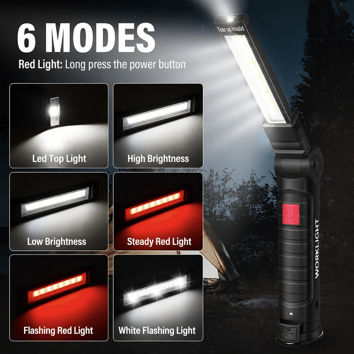 COB LED Work Light Rechargeable – Magnetic Base Portable Flashlight, 1000 Lumen Adjustable Beam, Multi-Pack Hanging Lamp for Garage