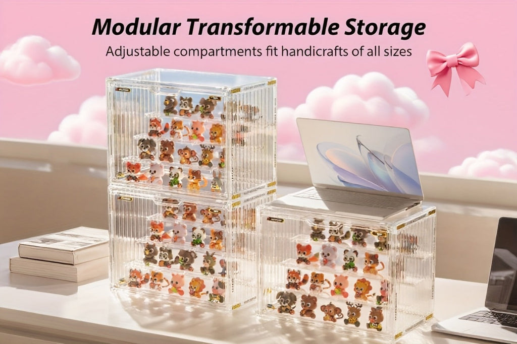 4-Tier Acrylic Figure Display Case with Magnetic Design – Clear Collector Showcase Box for Action Figures Dolls Funko Pop Anime Desktop