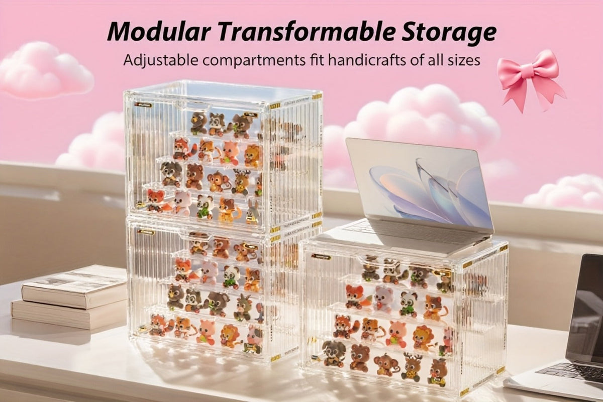 4-Tier Acrylic Figure Display Case with Magnetic Design – Clear Collector Showcase Box for Action Figures Dolls Funko Pop Anime Desktop
