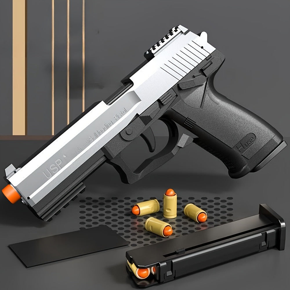 USP Bullet Toy Gun Pistol with Shell Ejecting, Continuous Rapid-Fire Foam Blaster for Boys & Girls