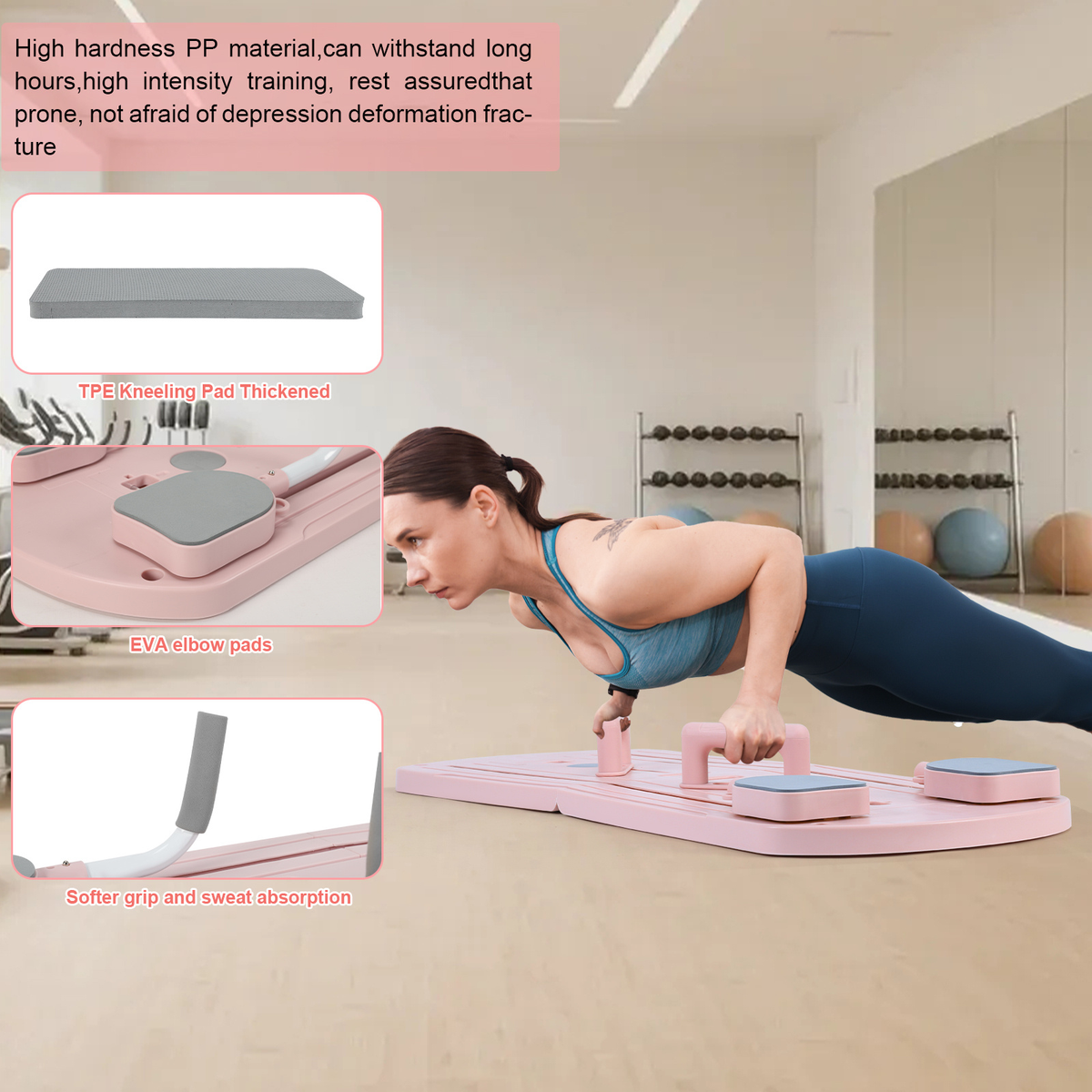 Foldable Pilates Board 8-in-1 with Resistance Bands – Anti-Slip Yoga Push-Up Board for Core Strength, Balance