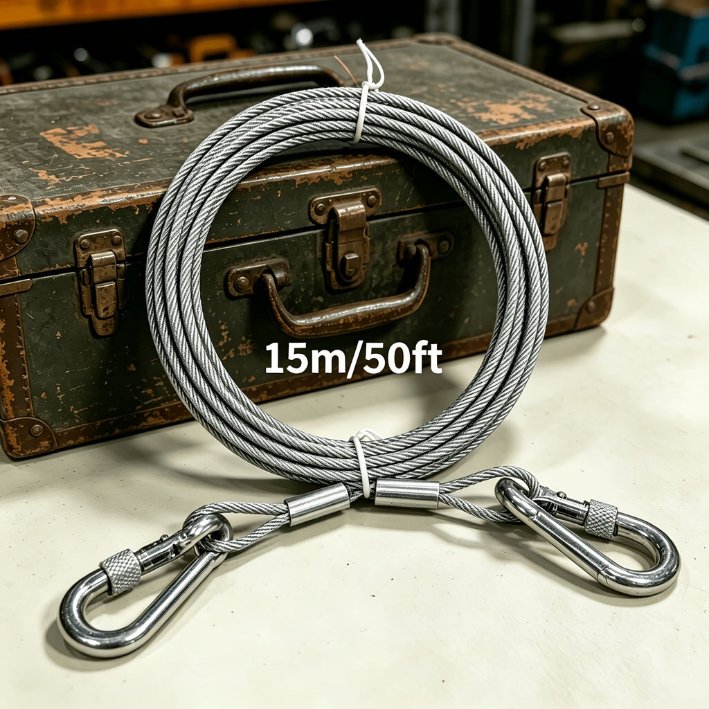 Stainless Steel Dog Leash Reflective Rust-Resistant Heavy Duty Cable Tie-Out for Medium Large Dogs Outdoor Yard Camping 3XL 4XL