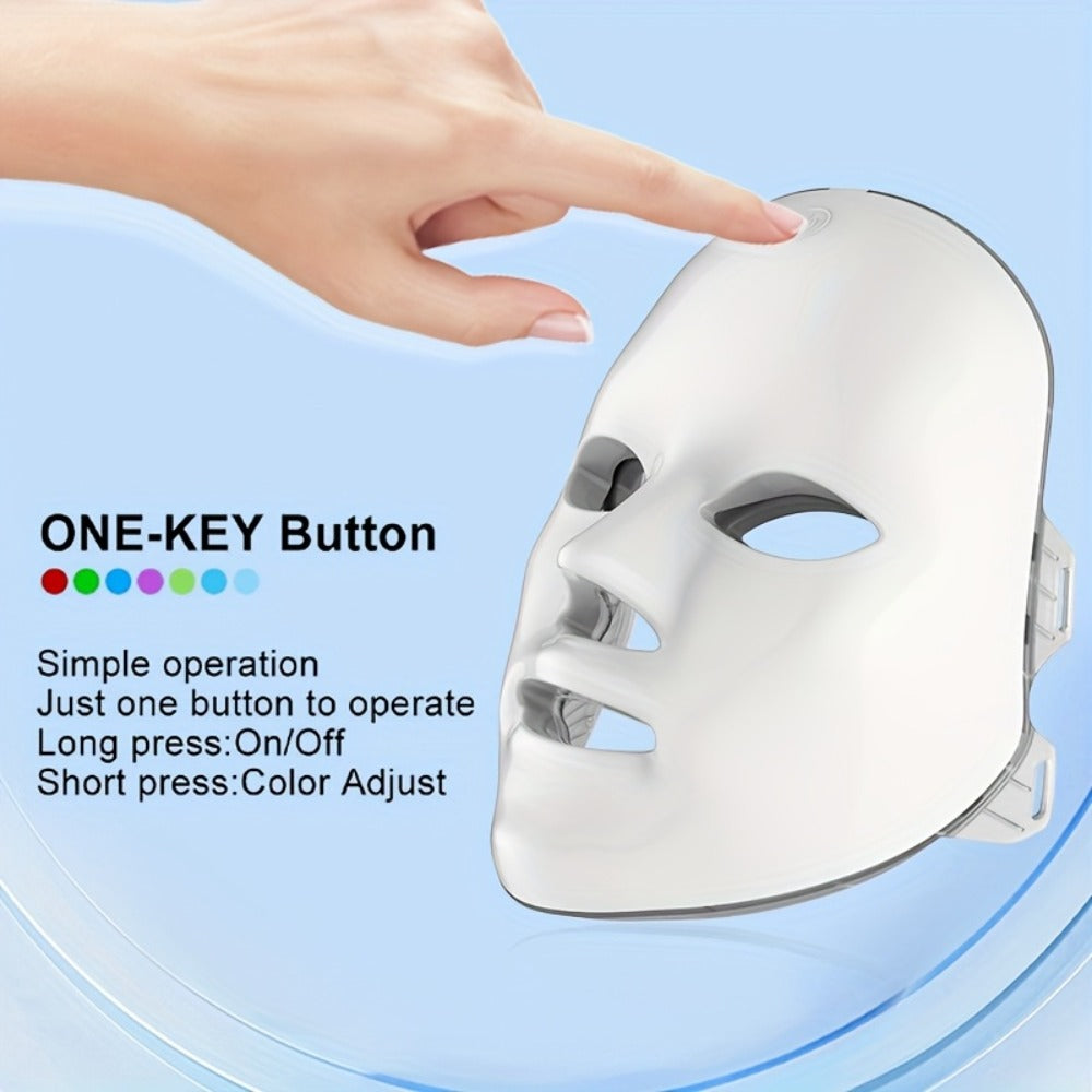 LED Light Therapy Facial Mask Device 7 Color Photon Skin Rejuvenation Face Care Beauty Tool for Entryways, Bedrooms and Living Spaces
