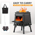 Camping Wood Stove Portable Wood Burning Stove – Outdoor BBQ Rocket Stove for Hiking Picnic Survival Cooking