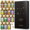 15-Bottle Essential Oil Gift Set with 5ml Assorted Scents in Black Presentation Box for Diffuser Use