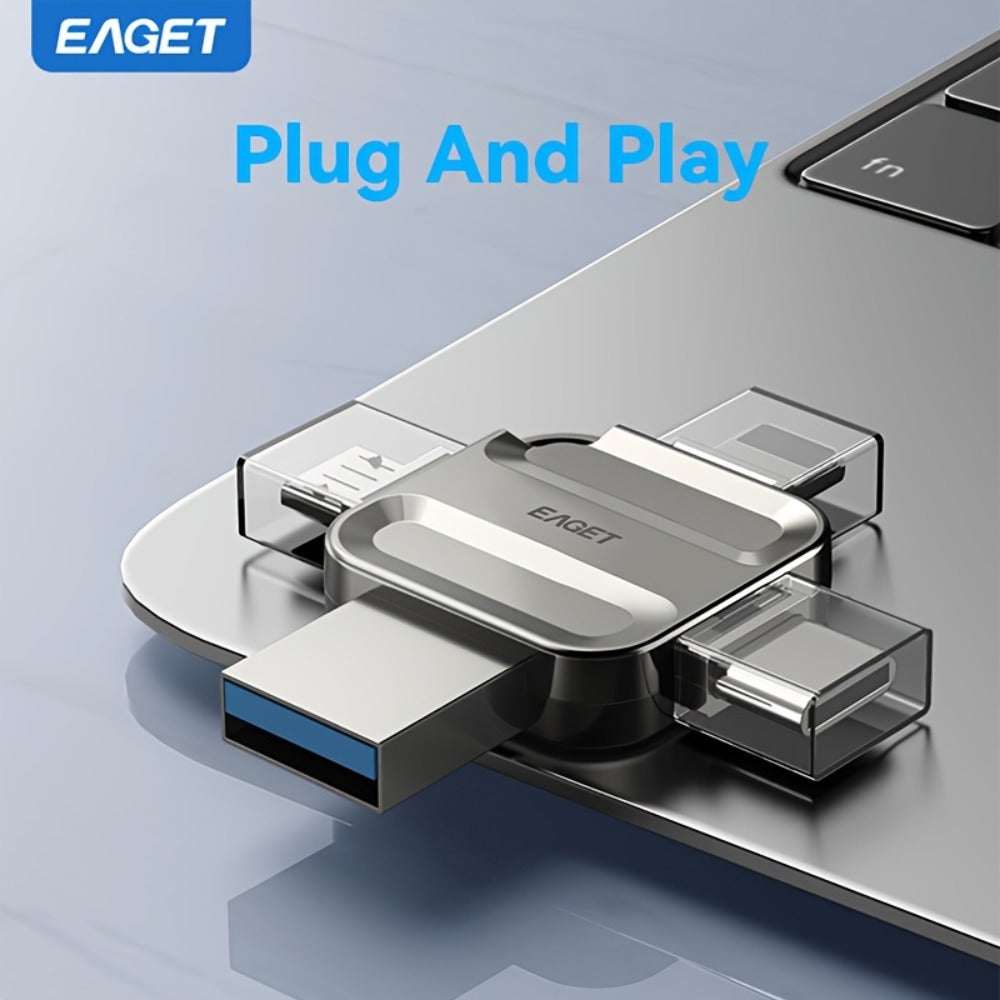 USB Flash Drive EAGET I50 4-in-1 USB 3.0 Multi-Connector Memory Stick with 32GB to 256GB Options