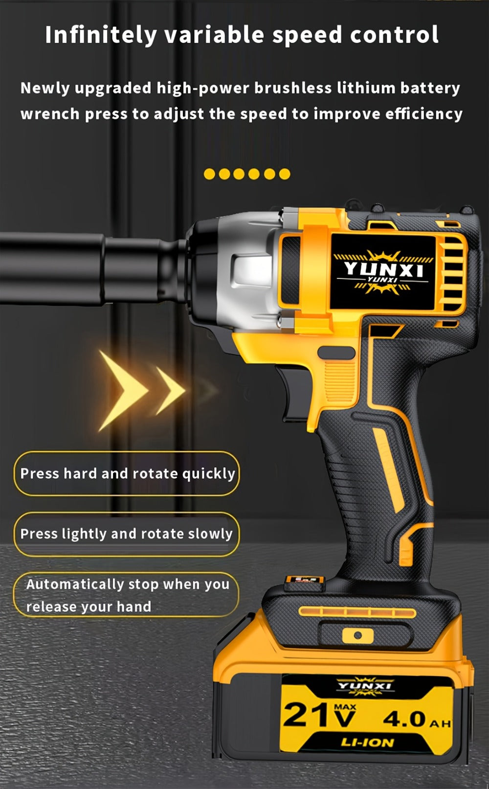 21V Cordless Drill Brushless Impact Wrench Multifunctional, Lithium Battery, Quick Charger, Variable Speed