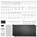 Black Metal Pegboard Wall Organizer Set with Hooks 66/100pcs, 12x24 Inch Wall Mounted Pegboard Kit for Garage Workshop Tool Storage