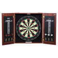 Dartboard Cabinet Set with Steel Tip Darts – 18 Inch Sisal Fiber Board, Retro Wood Cabinet, Scoreboard & Full Accessories Included