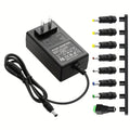 Fixed 12V 3A AC/DC Power Adapter with 36W Label, US Plug and Ten Interchangeable Connector Tips