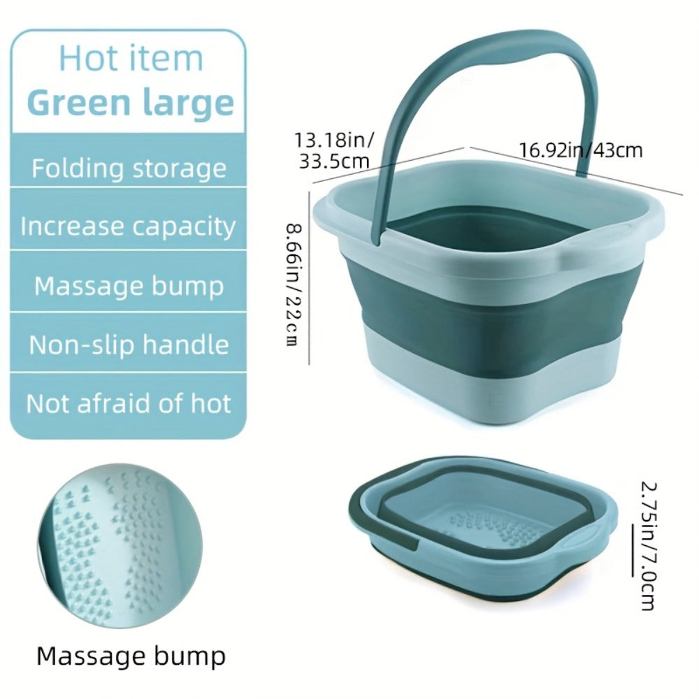 Foldable Foot Bath Tub Collapsible Foot Soak Basin 3.96 Gallon with Carry Handle Portable Pedicure Soaking Tub Space-Saving Easy Clean