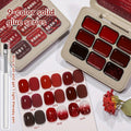 Gel Nail Polish Nine-Piece Ancola Red Solid Gel Set for Gradient and Ombre Nail Art in One Grid Case